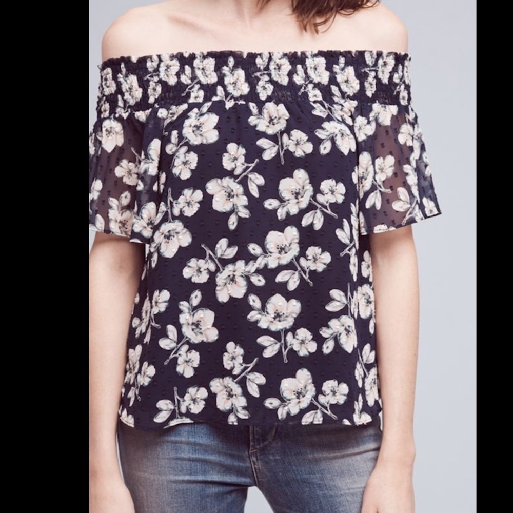 Anthropologie off the shoulder floral top